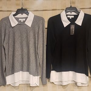 Kim Rogers Black Sweater with White Collar